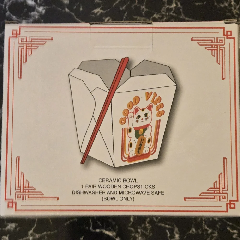Good Vibes Fortune Cat Take Out Bowl